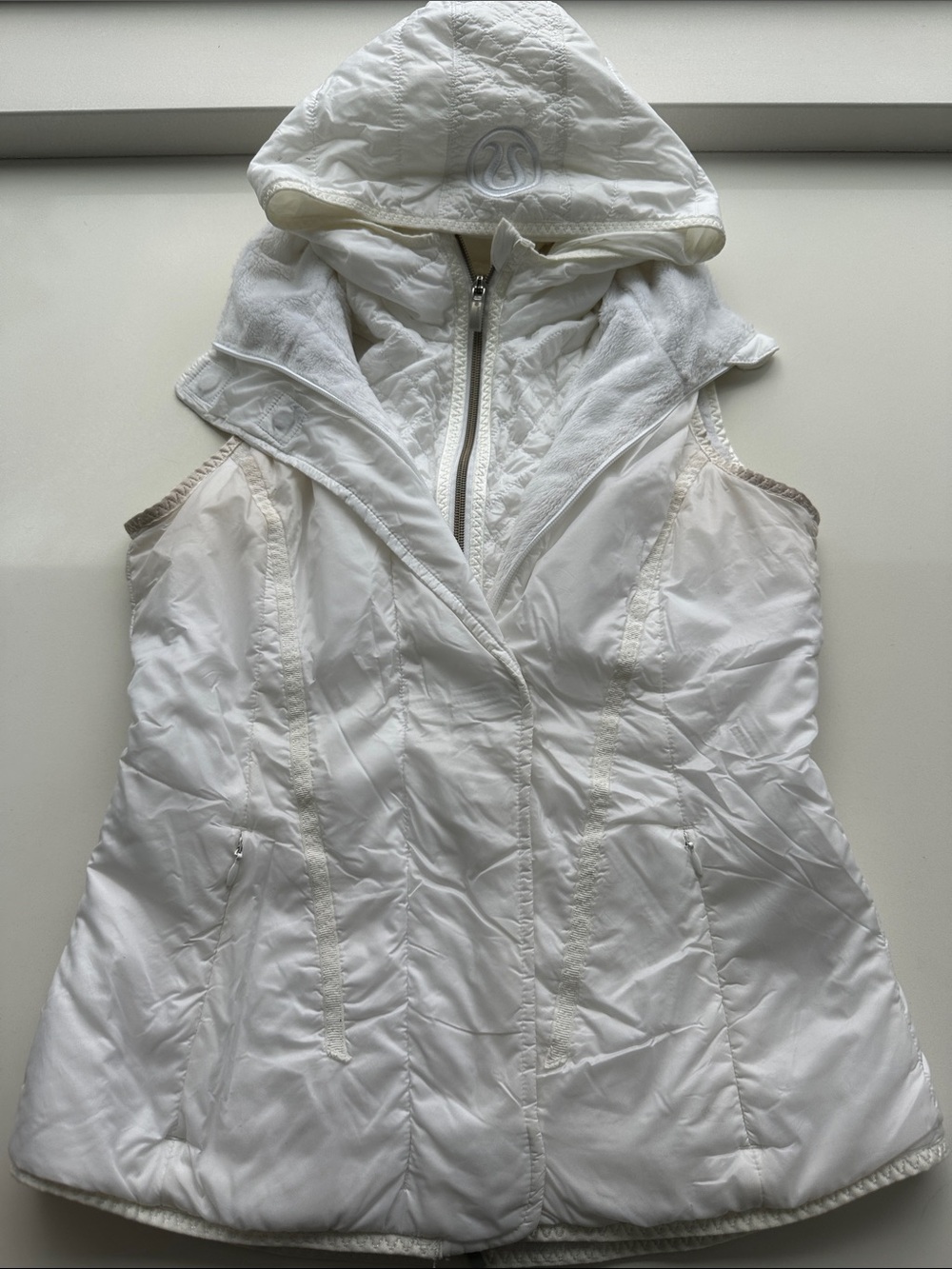 lululemon athletica White Quilted Hooded Vest